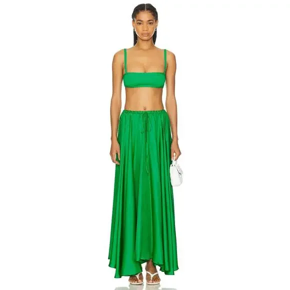 bondi born tropea silk halter maxi dress BONDI BORN Tropea Silk Halter Maxi Dress